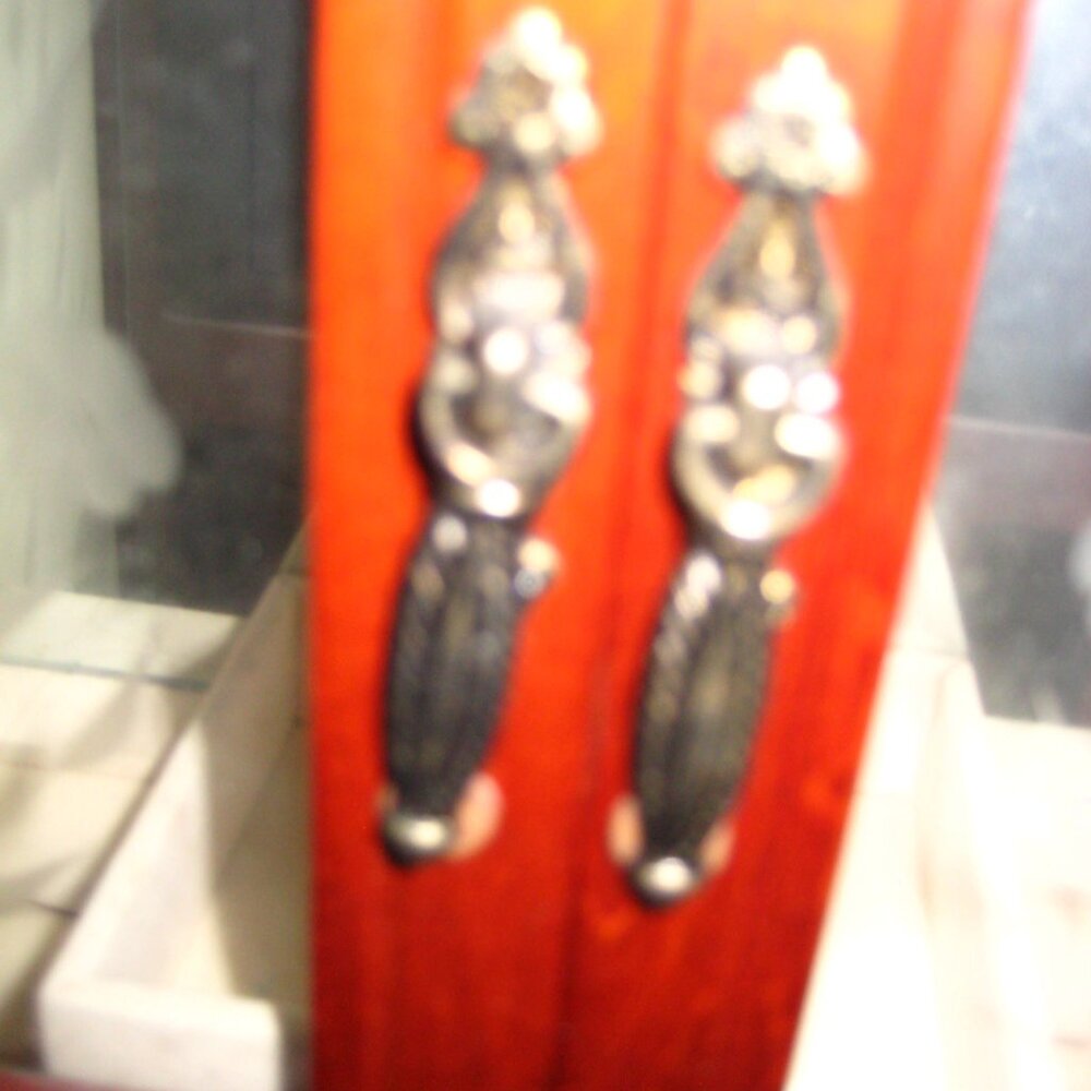 Elegant Red Wood Jewelry Cabinet with Glass Doors - Picture 9 of 9